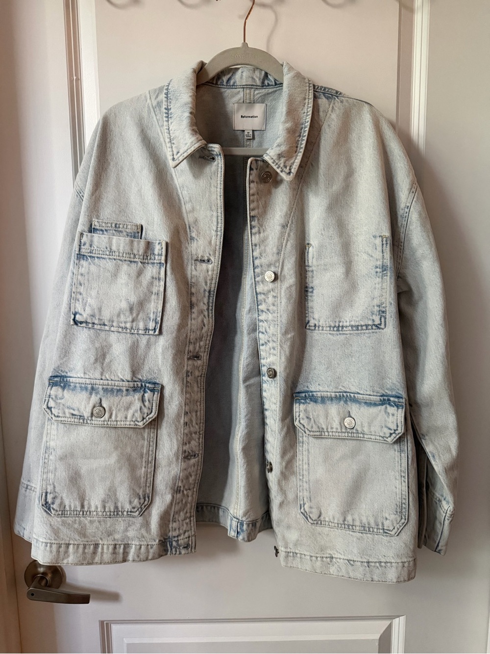 Reformation Light Wash Denim Utility Jacket